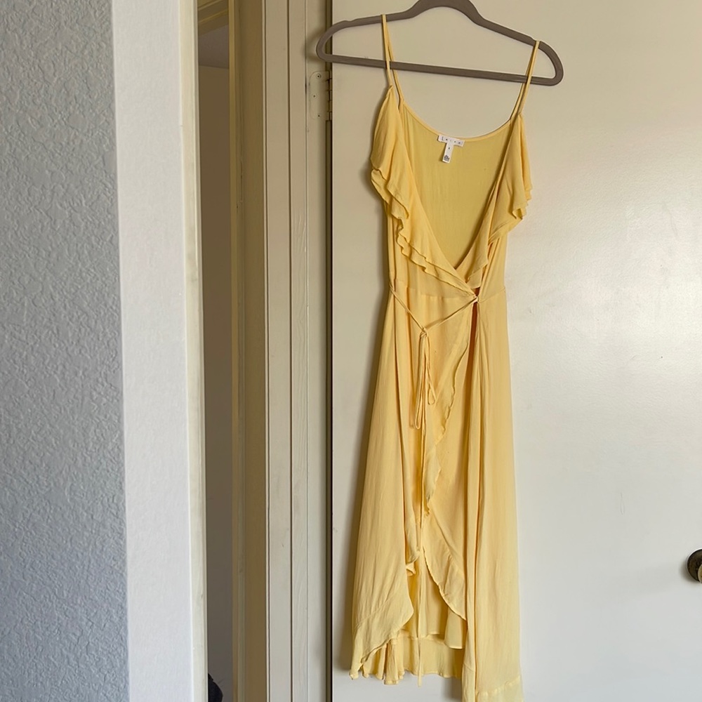 yellow leith wrap dress, size small.